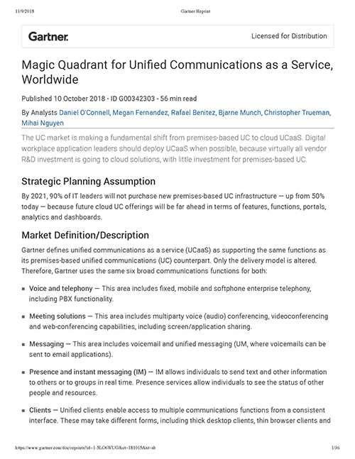 Gartner: Magic Quadrant for Unified Communications as a Service, Worldwide gartner:-magic-quadrant-for-unified-communications-as-a-service-worldwide